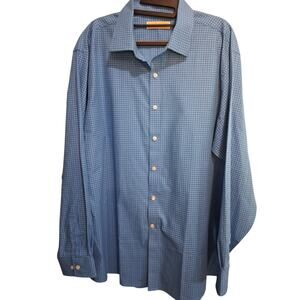 Michael Michael Kors Shirt Neck 17.5 34/35 Blue Checkered Button Down Dress Top